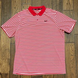 Nike Golf Dri-Fit Polo Men’s XL Red White Stripe